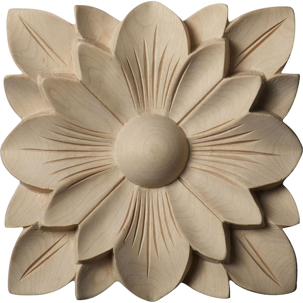 Ekena Millwork 5"W x 5"H x 3/4"P Springtime Square Rosette, Cherry ROS05X05SPCH - main